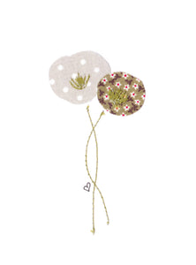 Cotton Flowers - Poppies - embroidered card
