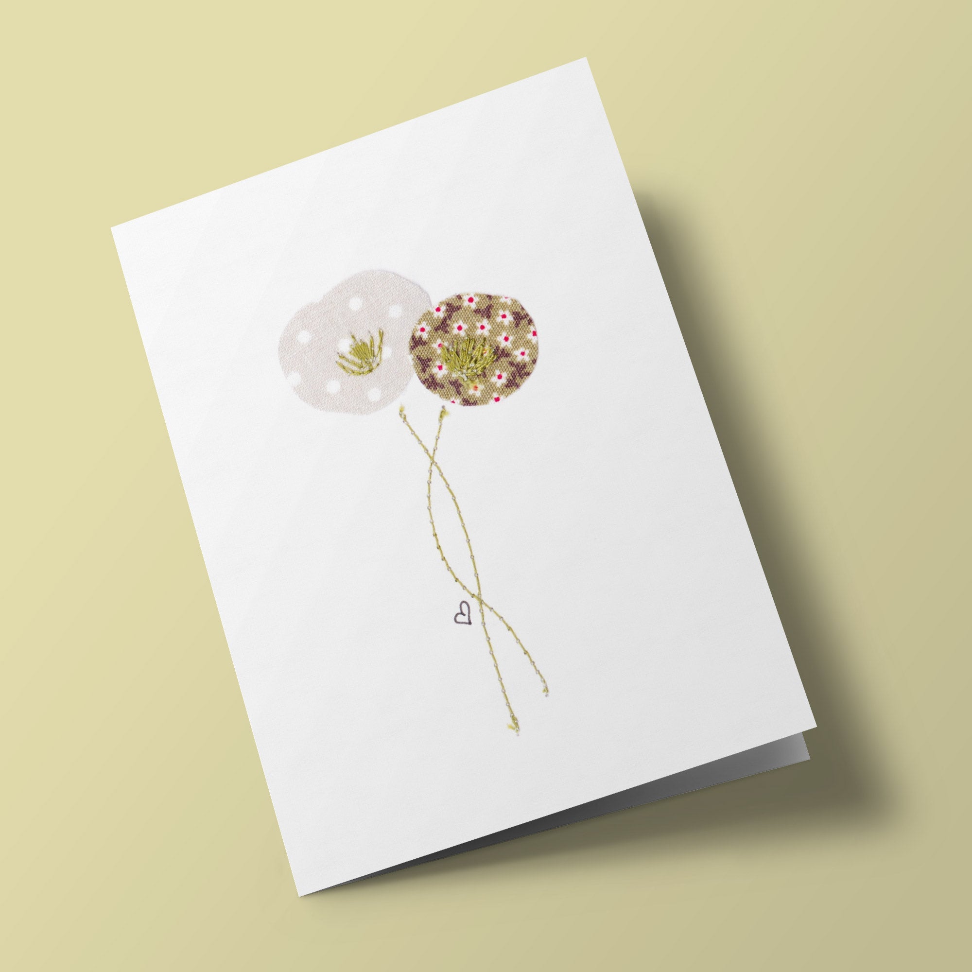 Fleurs de coton - Poppies - carte cousue