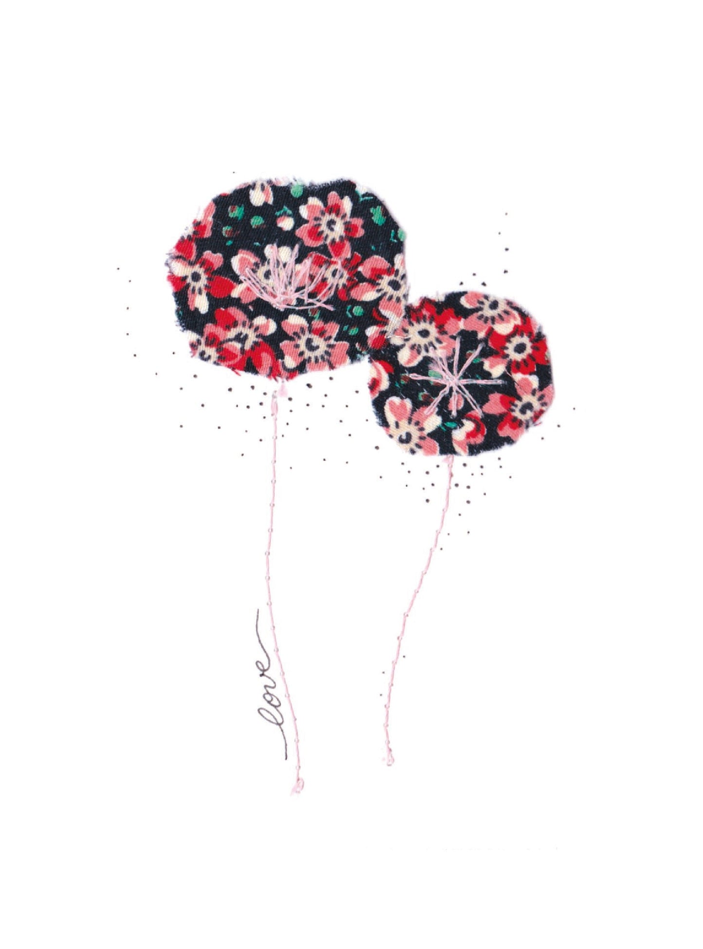 Cotton Flowers - Poppy Liberty - embroidered card
