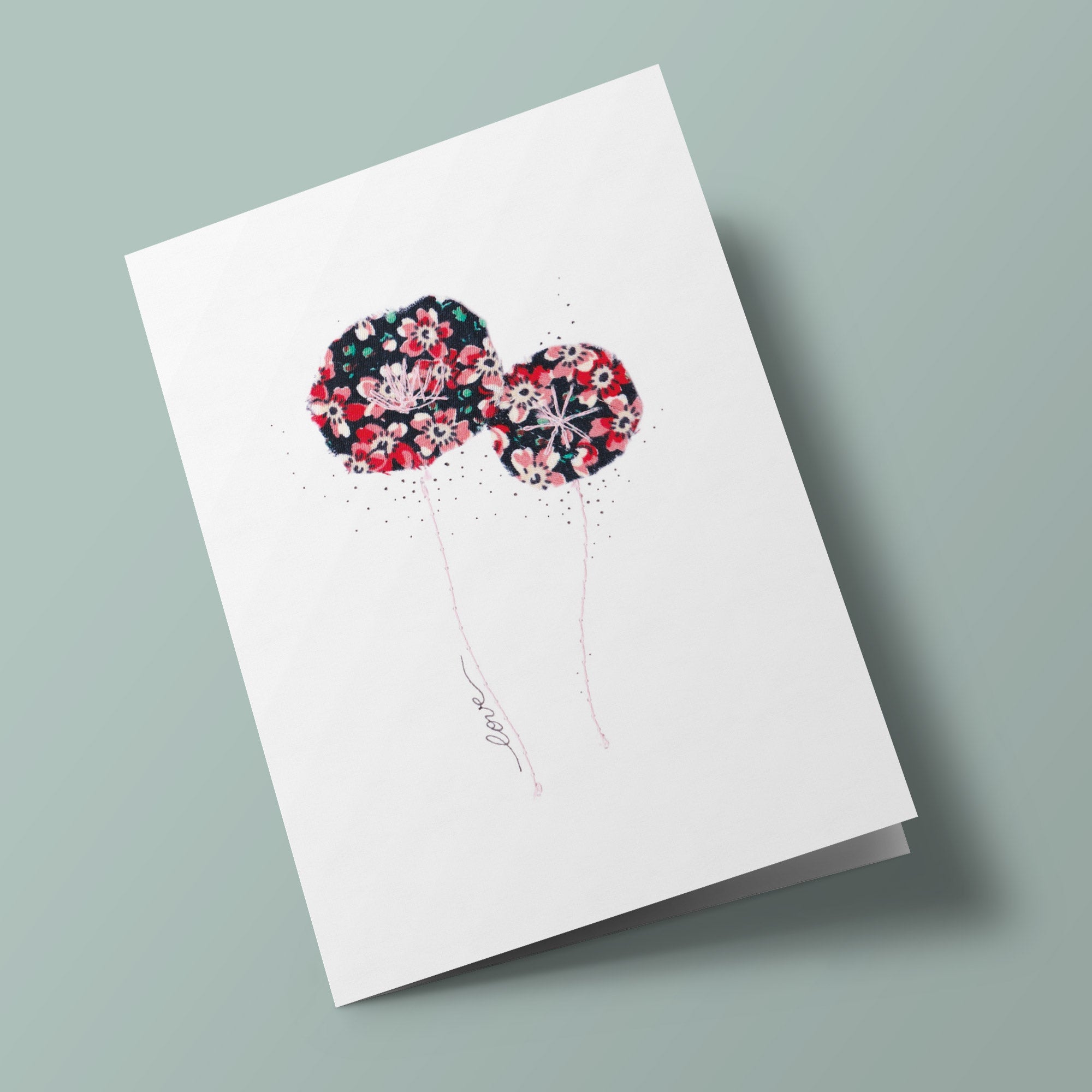 Cotton Flowers - Poppy Liberty - embroidered card