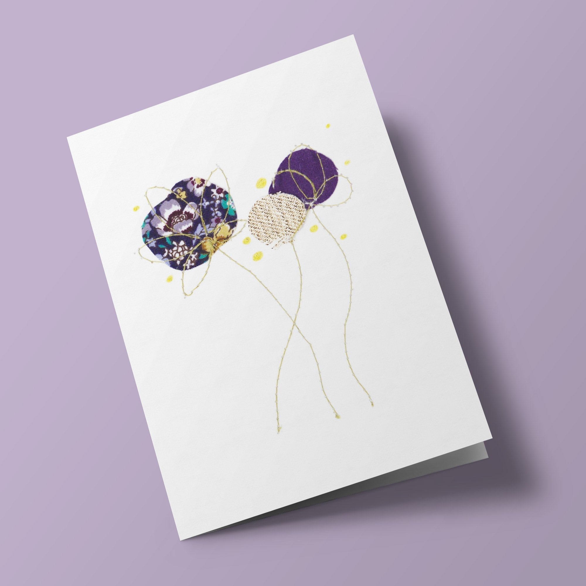 Cotton Flowers - Orbitals - embroidered card