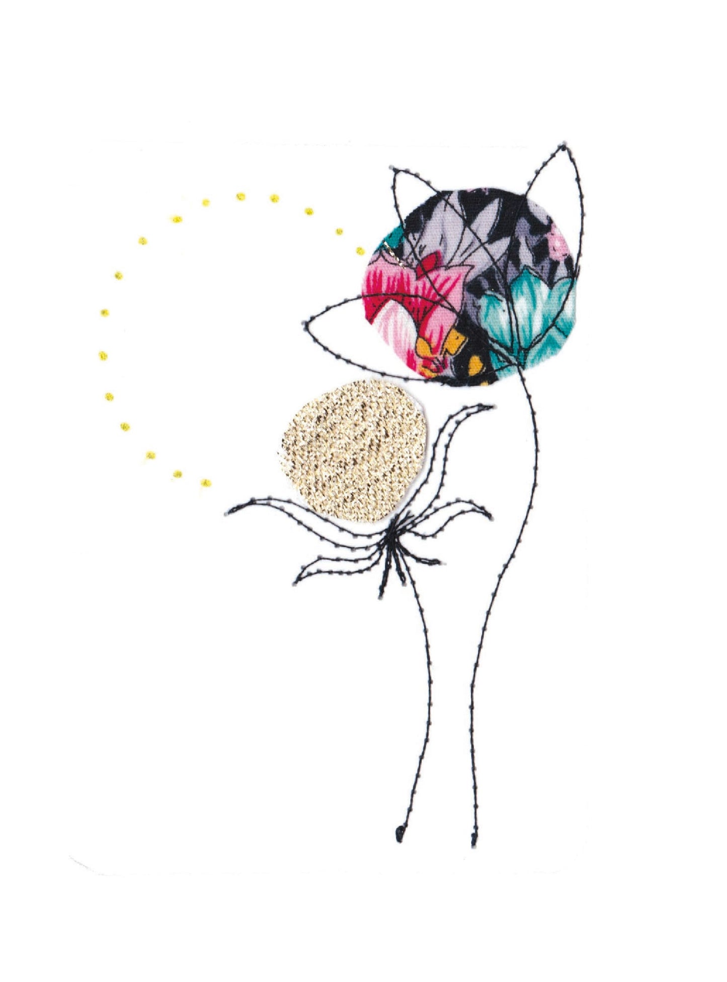 Cotton Flowers - Sunsine - embroidered card