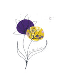 Fleurs de coton -To the Moon - carte cousue