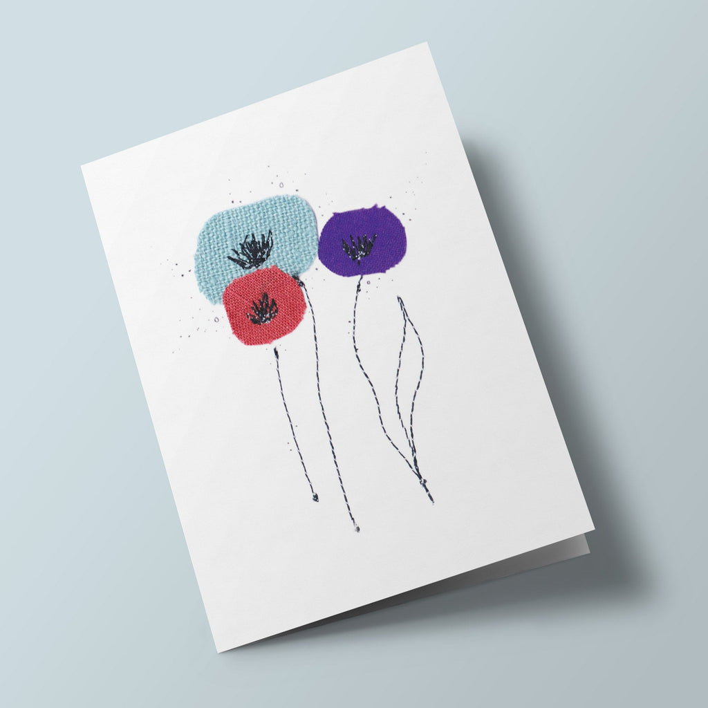 Fleurs de lin - carte cousue