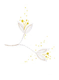 Fleurs de coton - Safran blanc - carte cousue