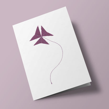 Cotton Flowers - Oxalis - embroidered card