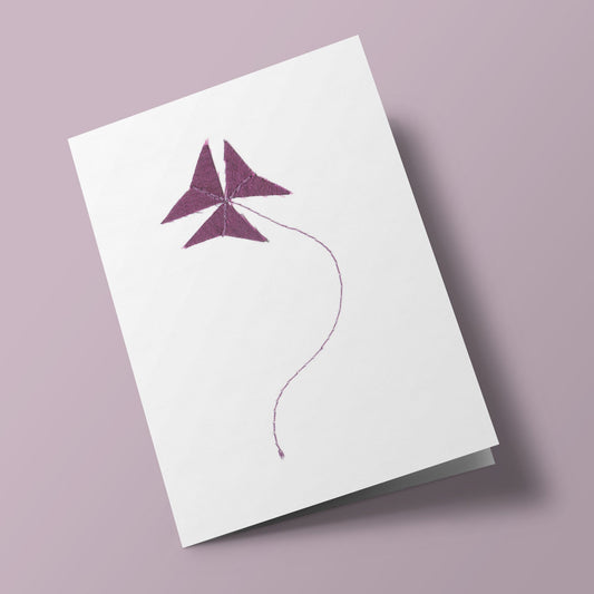 Cotton Flowers - Oxalis - embroidered card