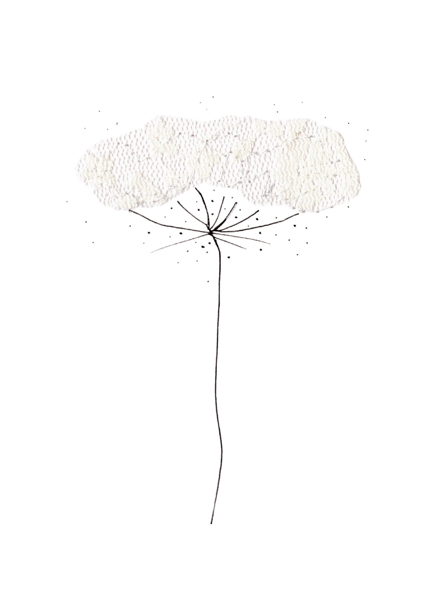 Cotton Flowers - Carrot Flower - embroidered card