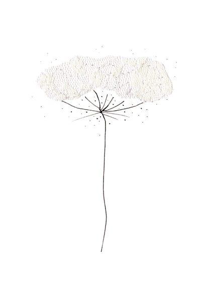 Cotton Flowers - Carrot Flower - embroidered card
