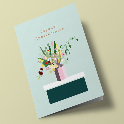 Planet earth - Vase plein de fleurs sur fond vert menthe