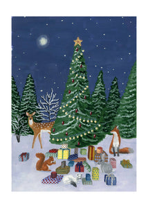 Winter's Tale - Woodland Animals with Festive Christmas Tree