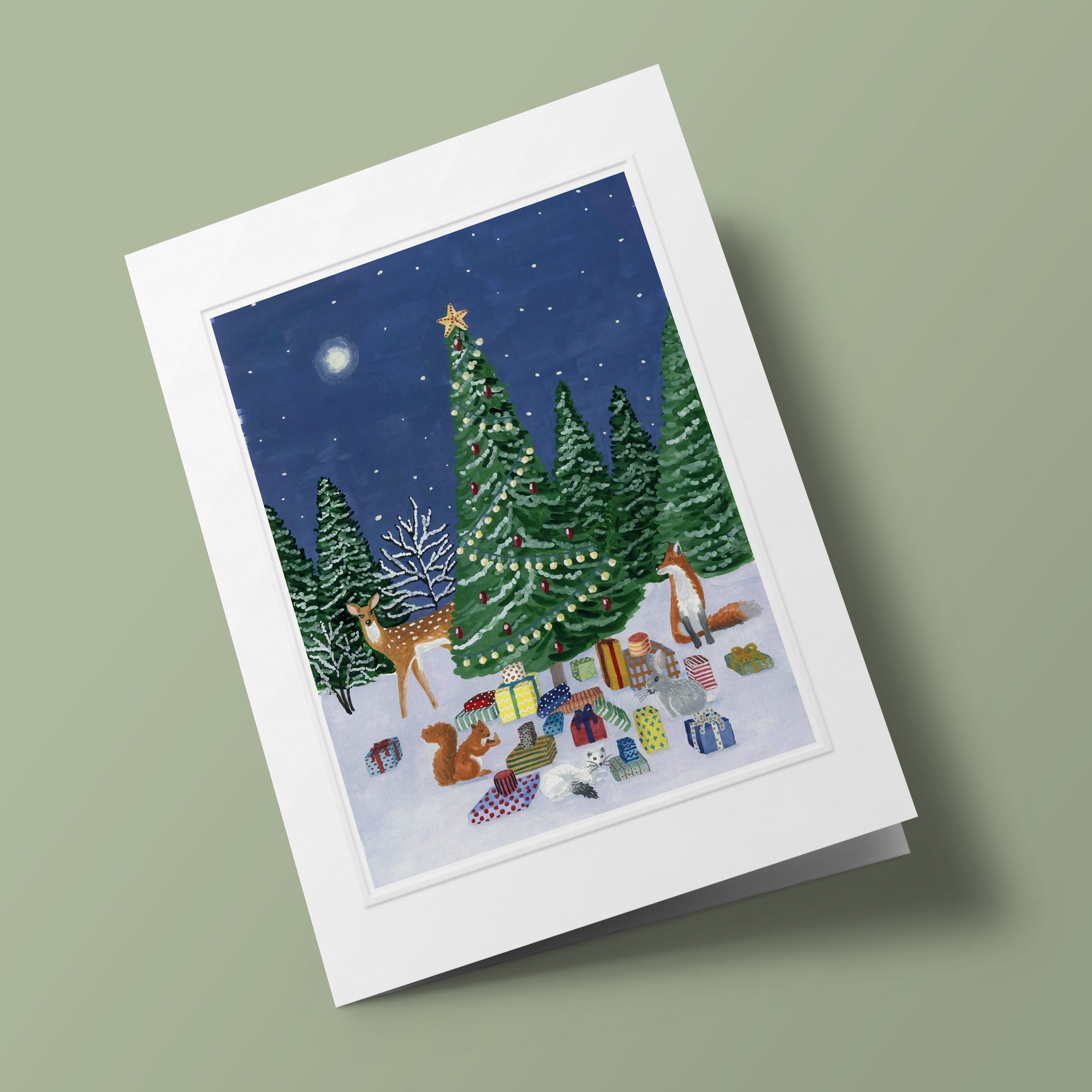 Winter's Tale - Woodland Animals with Festive Christmas Tree