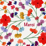 Les petites fleurs - Merci - fleurs rouges, bleues, oranges et jaunes