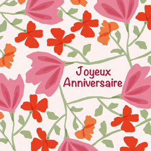 Les petites fleurs - Joyeux anniversaire - grosses fleurs roses et rouges