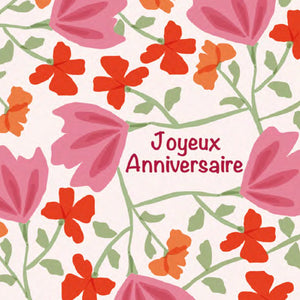 The Little Flowers - Joyeux Anniversaire - Big Pink and Red Flowers