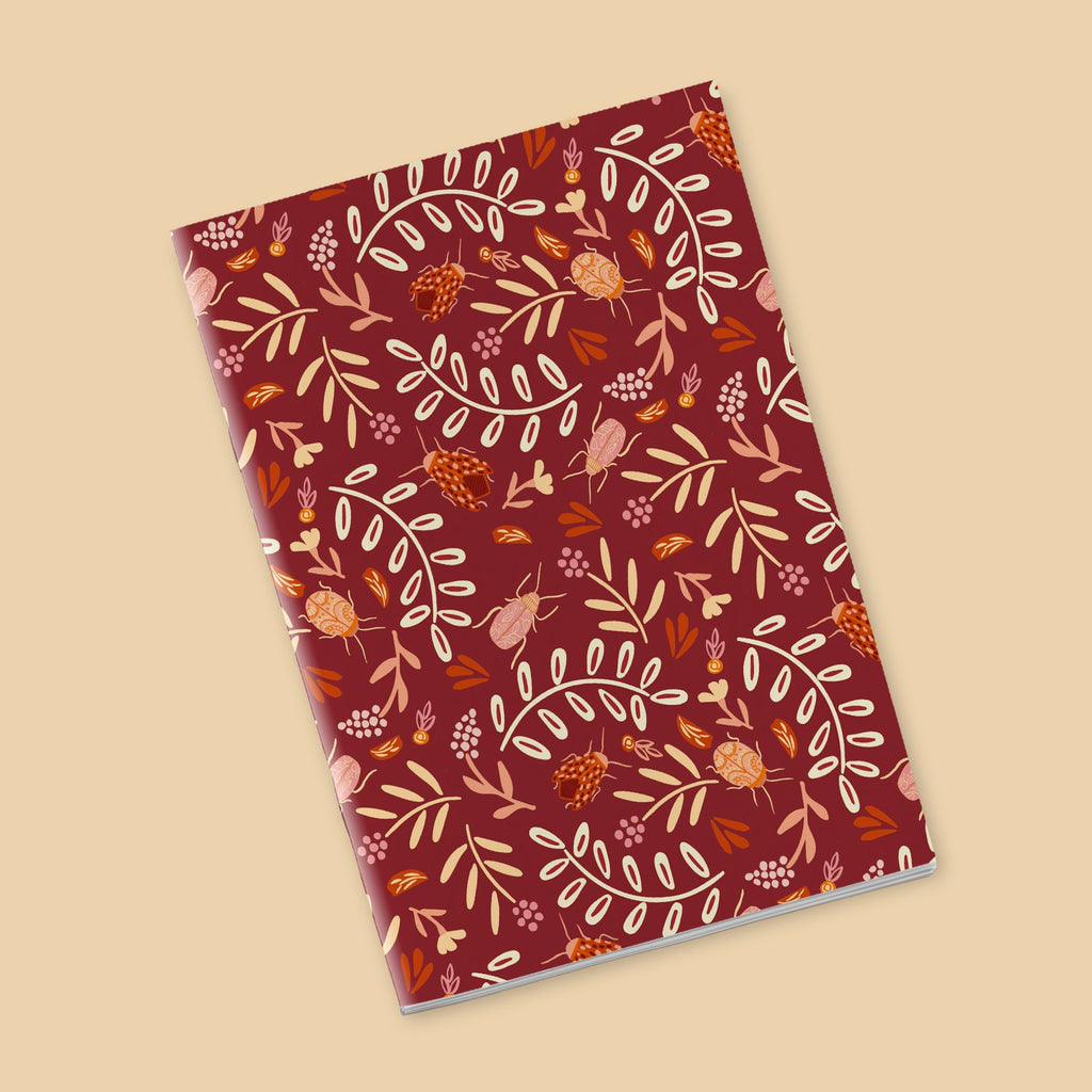 Once upon a time there was autumn - stems and insects on a red background