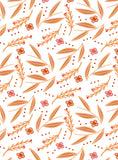 Il était une fois l'automne - fleurs et tiges oranges sur fond blanc