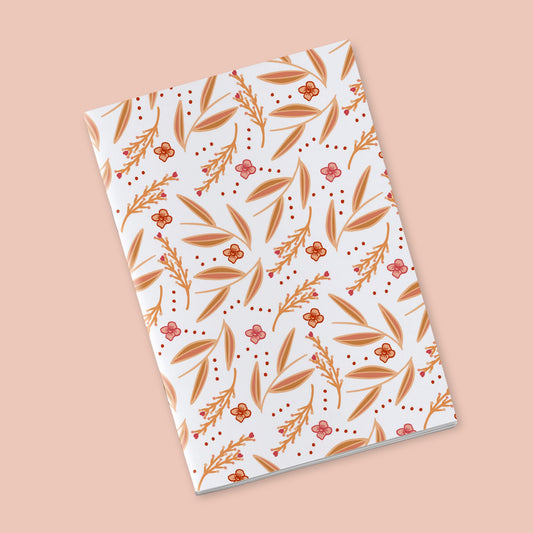 Once upon a time there was autumn - orange flowers and stems on a white background