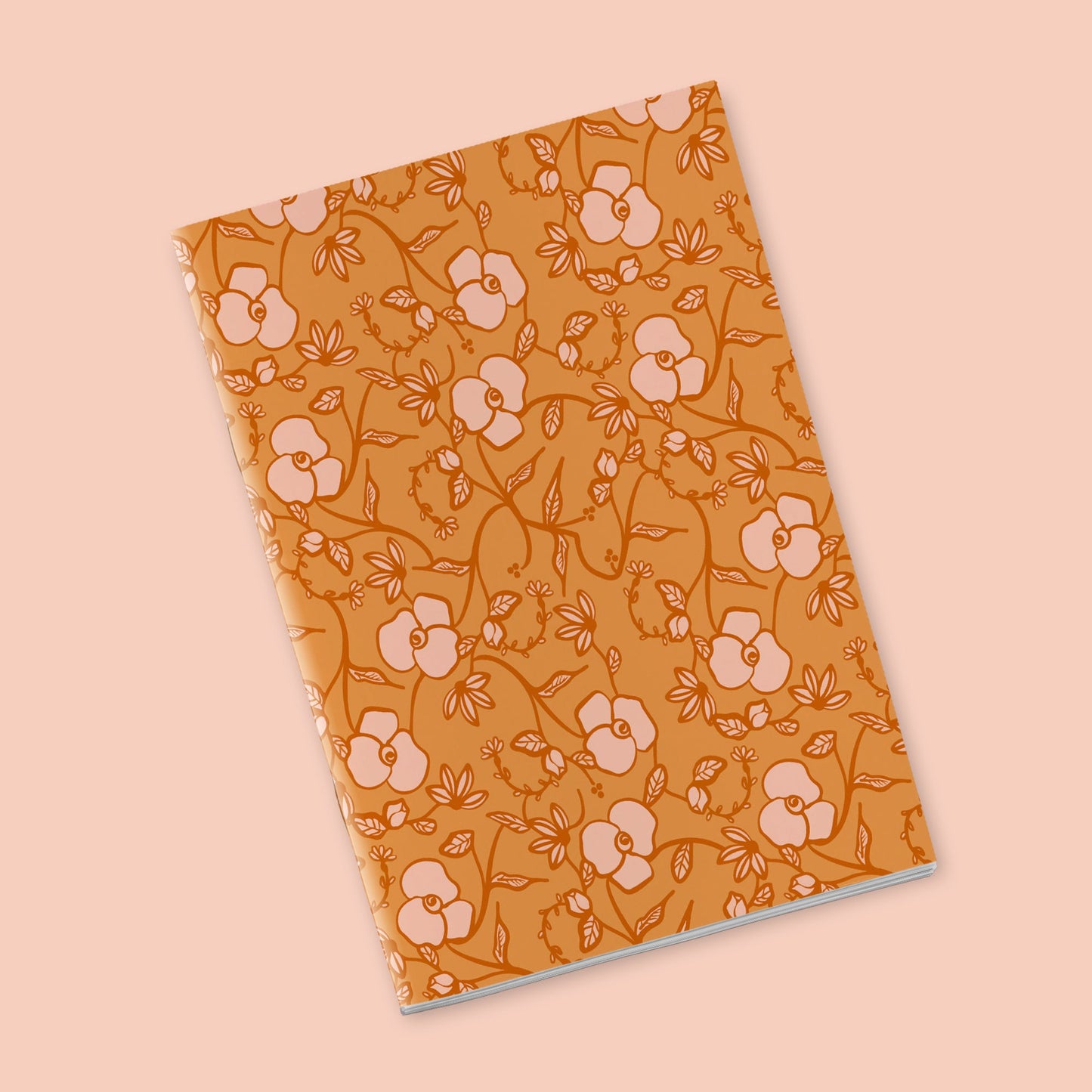Once upon a time there was autumn - flowers and stems on an orange background