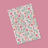 Once upon a time there was autumn - green stems, orange and red flowers on a baby pink background