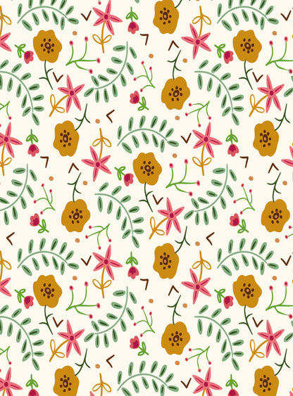 Once upon a time there was autumn - green stems and golden flowers on a white background