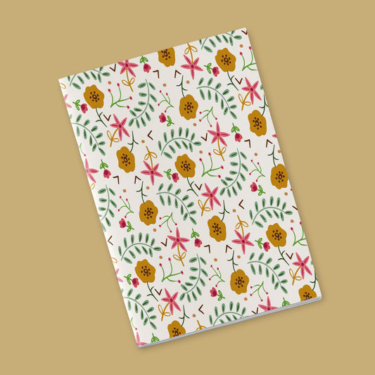 Once upon a time there was autumn - green stems and golden flowers on a white background
