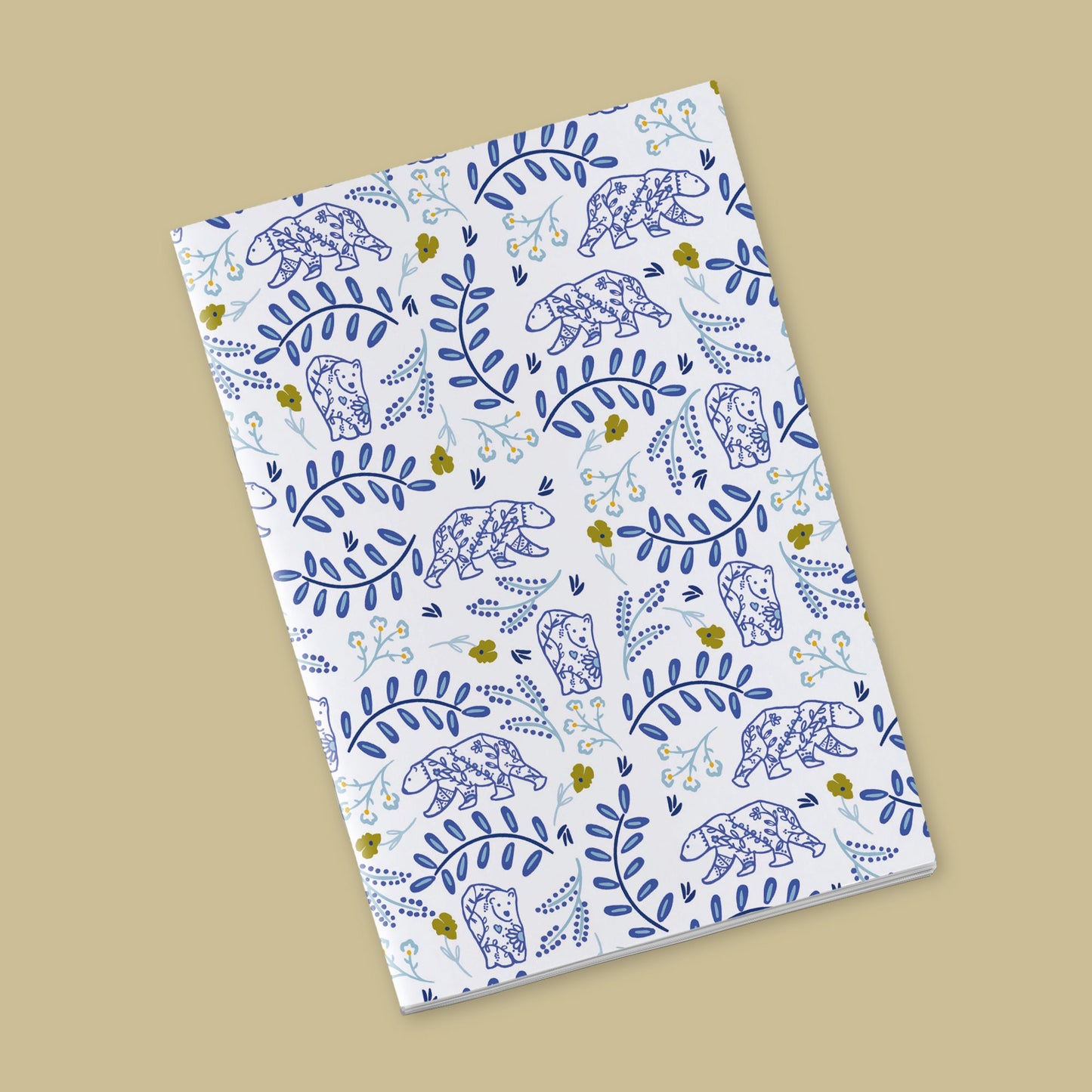 Il était une fois l'automne - ours bleus et tiges bleues sur fond blanc