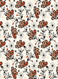 Once upon a time there was autumn - red and peach flowers on a white background