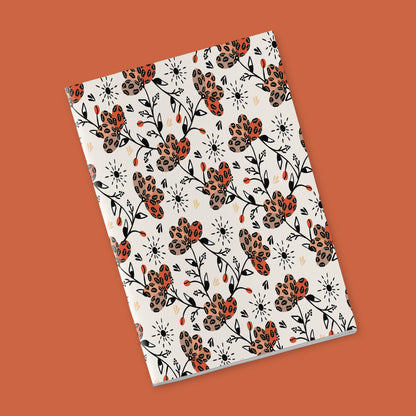 Once upon a time there was autumn - red and peach flowers on a white background