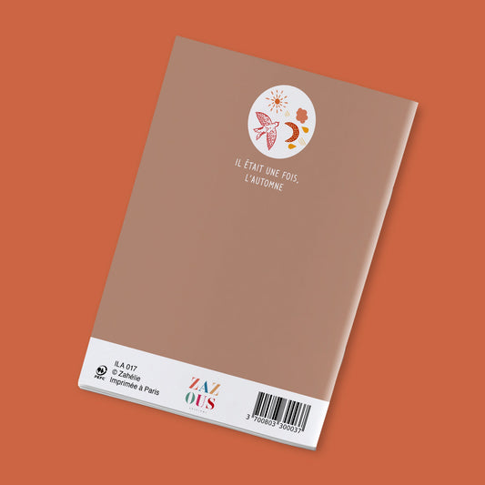 Once upon a time there was autumn - red and peach flowers on a white background