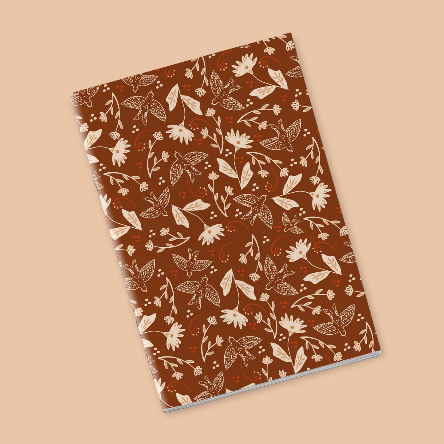 Once upon a time there was autumn - birds and pale flowers on a rusty background